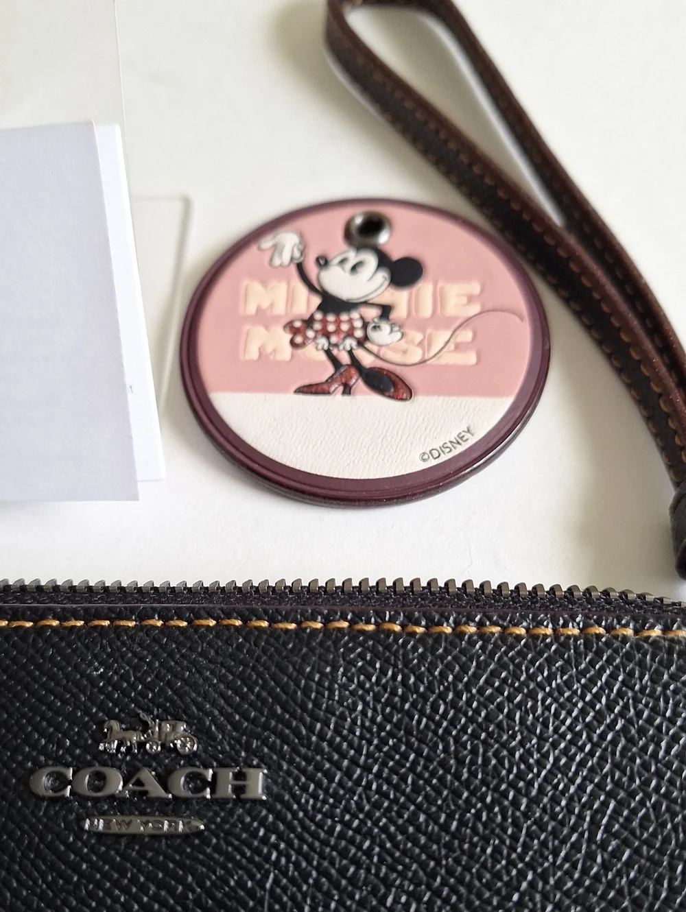 Coach Minnie Mouse Black Leather Wristlet